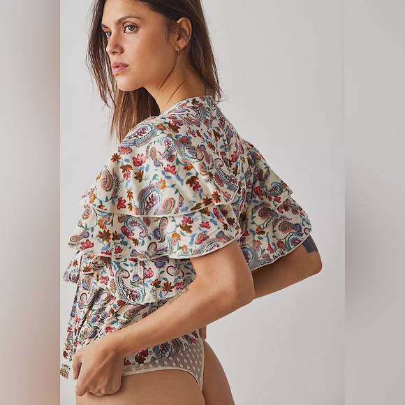 NEW Free People Call Me Later Printed Bodysuit In - Picture 3 of 11